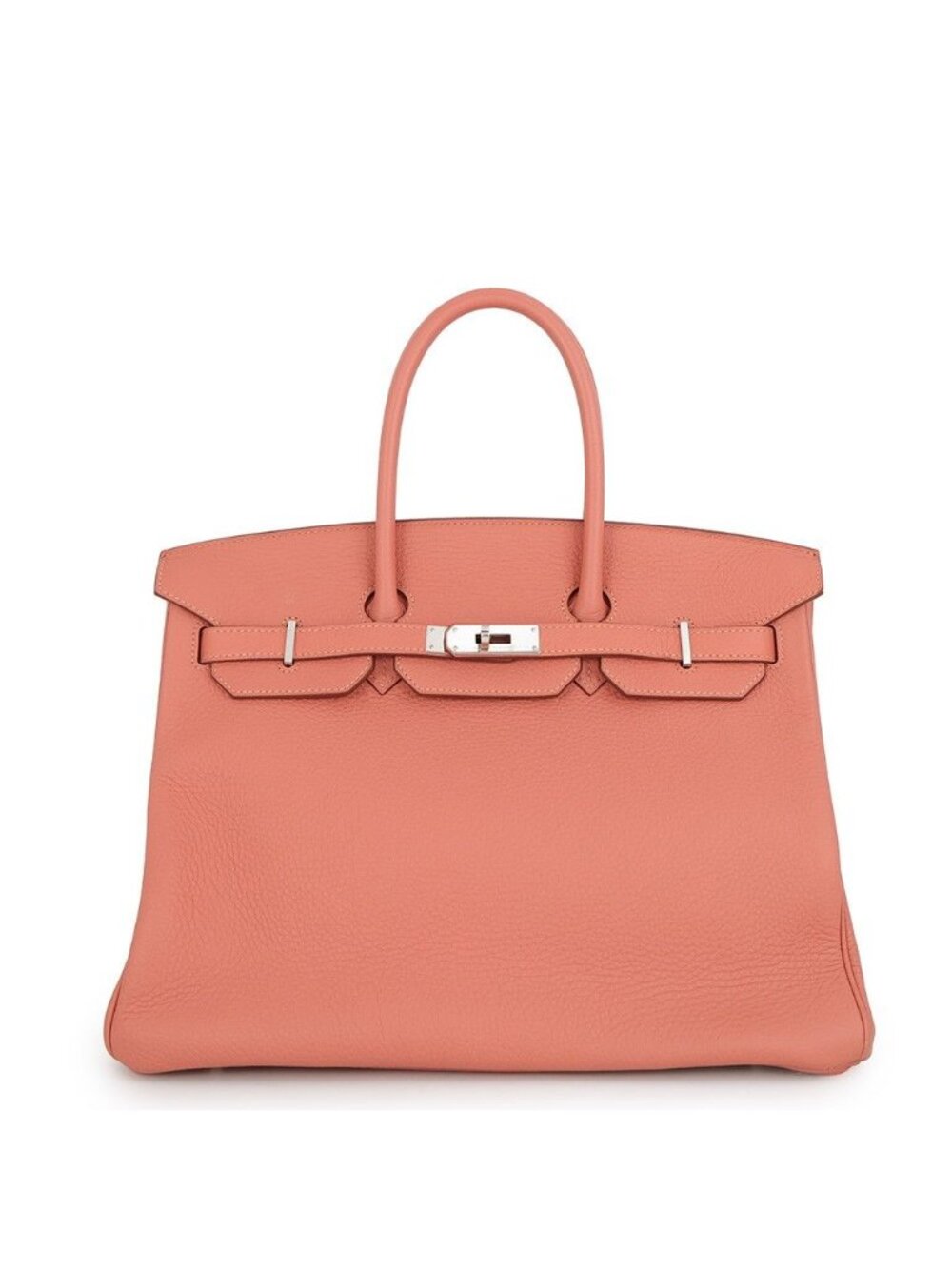 Hermes Birkin 35 Rose Tea Silver Taurillon Clemence Handbag